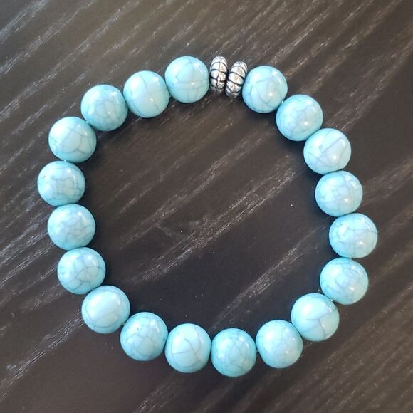 Very Pretty Brand New Set of 2 "HOPE" Blue Bead Bracelets - Picture 3 of 3